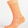 Cushioned Cotton Walking Sock - Orange/White