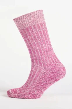Cushioned Cotton Walking Sock - Pink/White