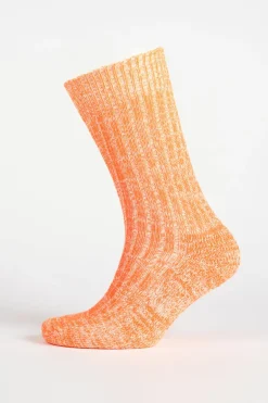 Cushioned Cotton Walking Sock - Orange/White