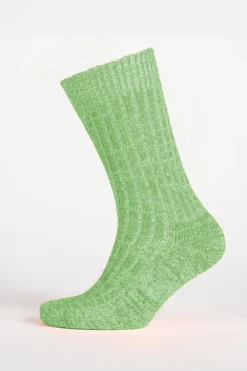 Cushioned Cotton Walking Sock - Green/White
