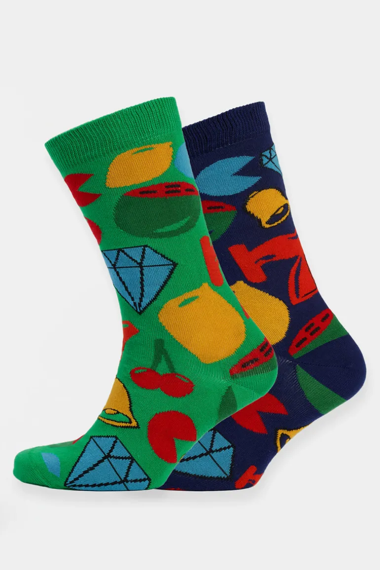 Graphic Cotton Sock 2 Pack - Fruit Machine