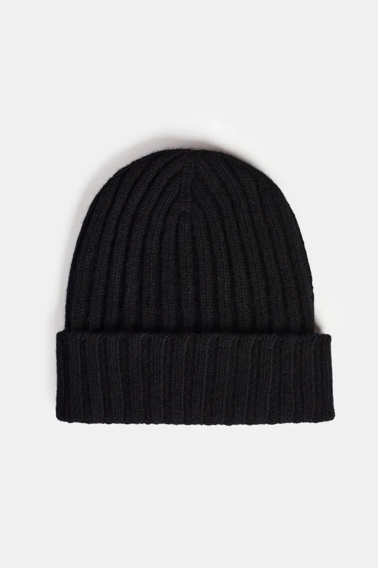 Lambswool Beanie Hat - Black