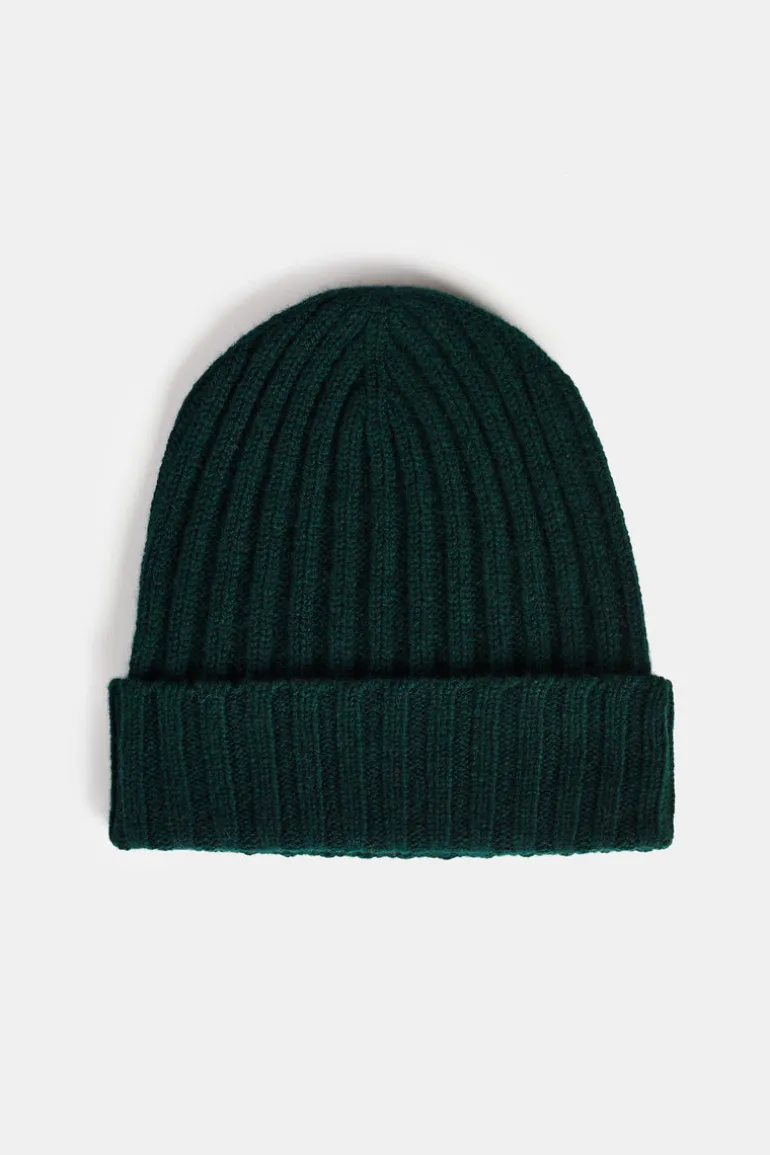 Lambswool Beanie Hat - Bottle Green