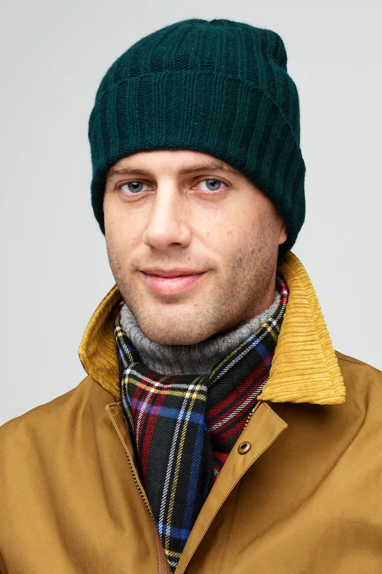 Lambswool Beanie Hat - Bottle Green