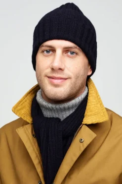 Lambswool Beanie Hat - Navy