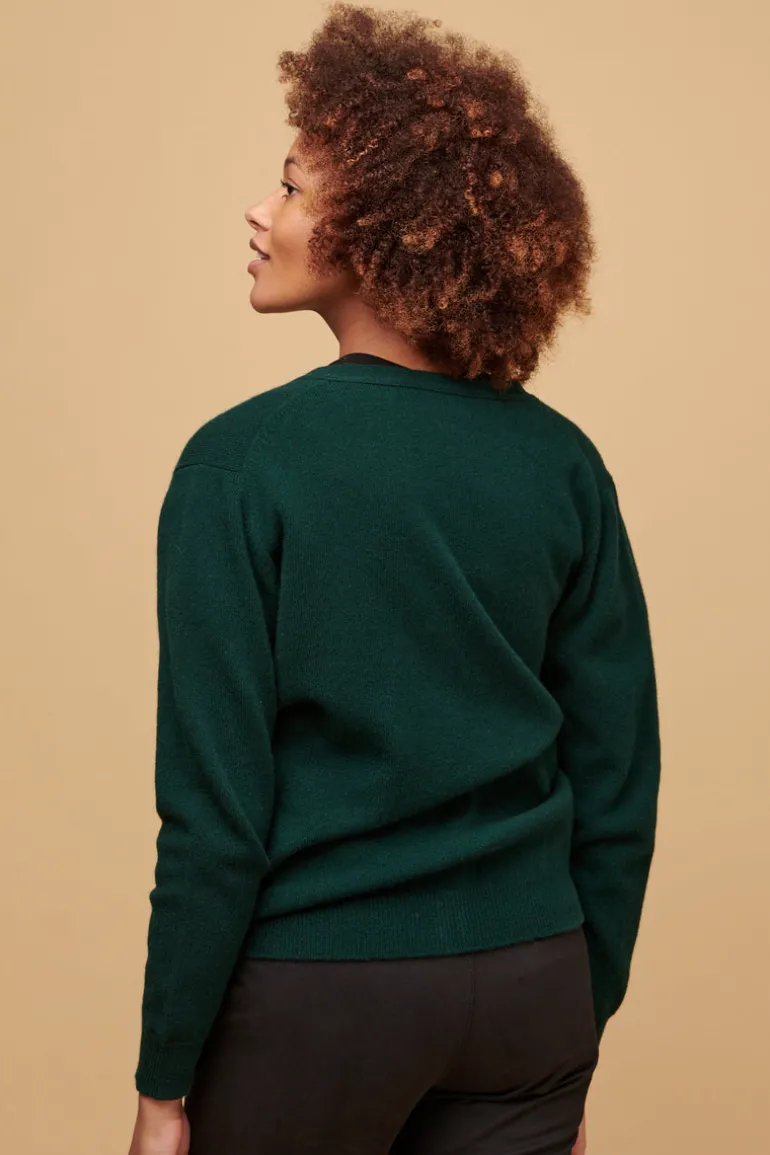 Lambswool Cardigan - Bottle Green