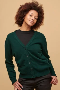 Lambswool Cardigan - Bottle Green