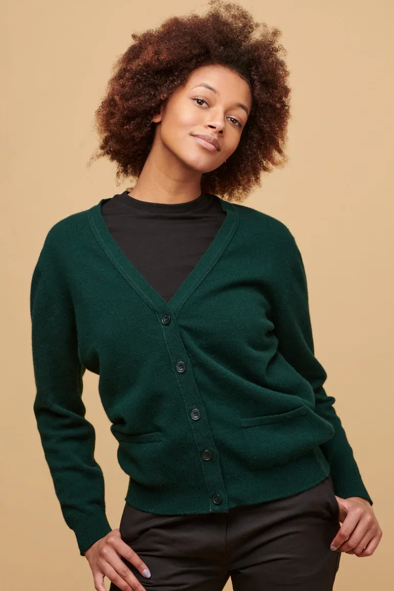 Lambswool Cardigan - Bottle Green