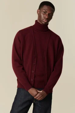 Lambswool Cardigan - Burgundy