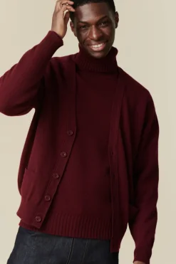 Lambswool Cardigan - Burgundy