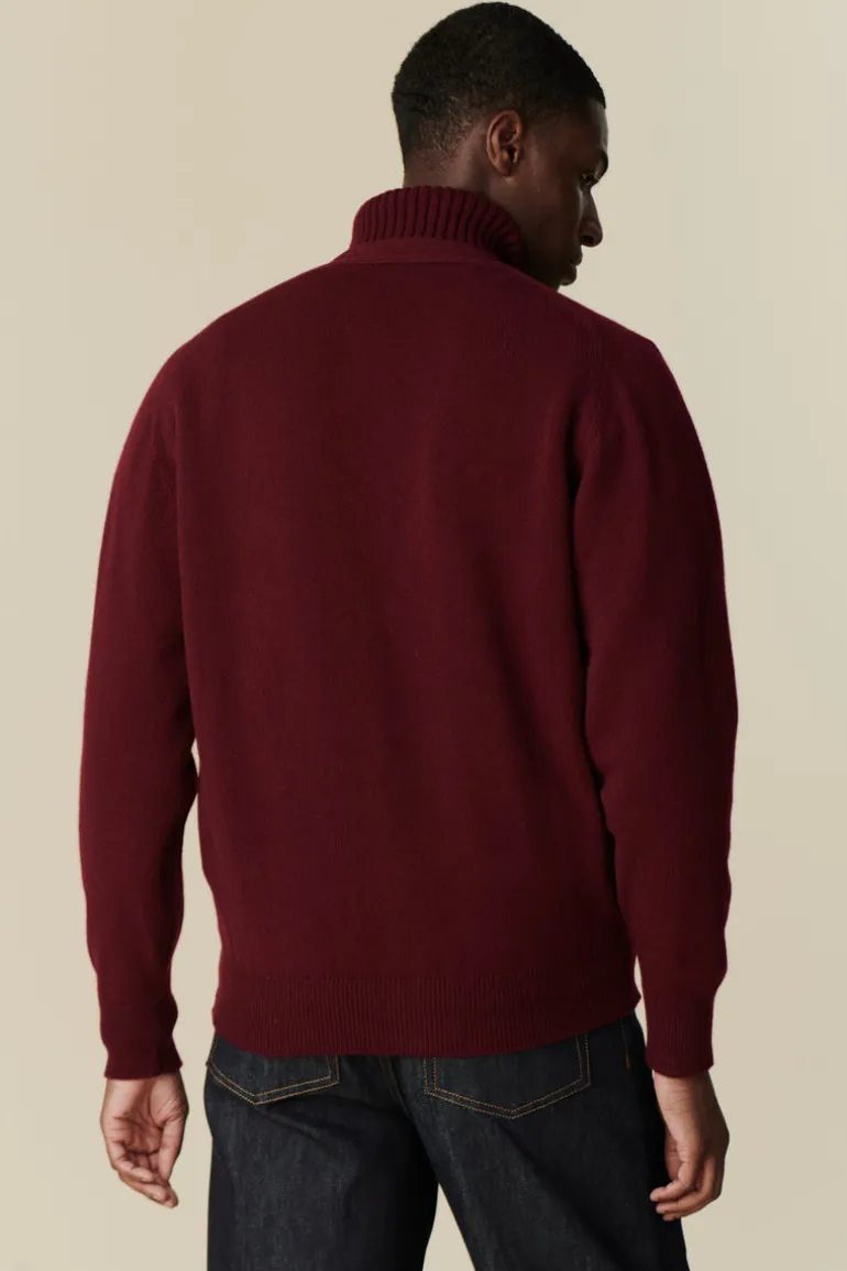 Lambswool Cardigan - Burgundy