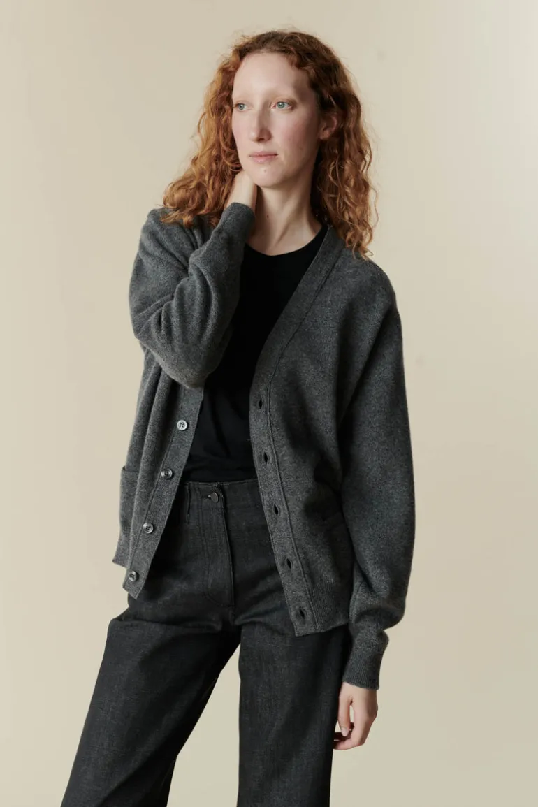 Lambswool Cardigan - Charcoal