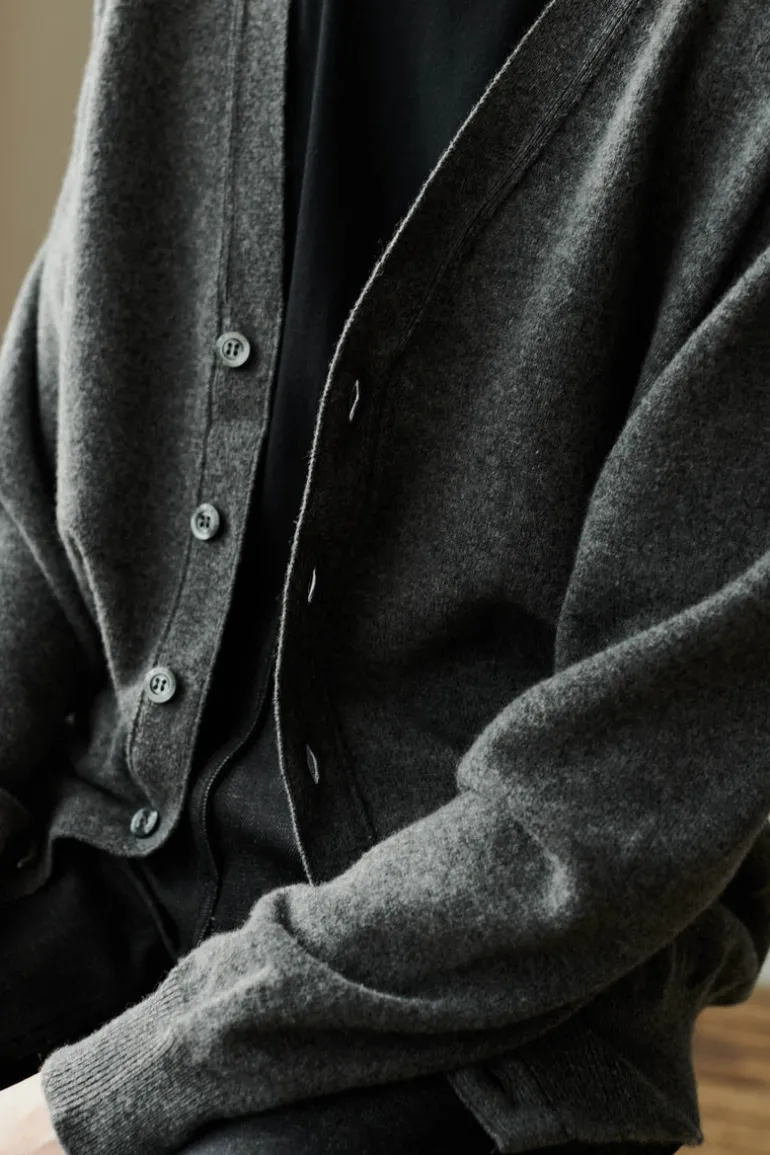 Lambswool Cardigan - Charcoal