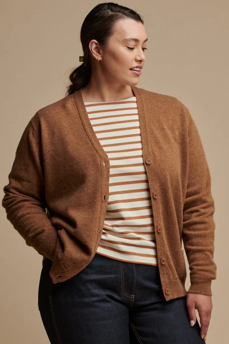 Lambswool Cardigan - Dark Camel