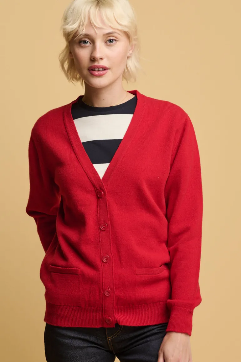 Lambswool Cardigan - Red
