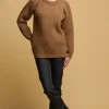 Lambswool Fisherman Ribbed Jumper - Dark Camel