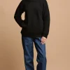 Lambswool Fisherman Ribbed Jumper - Black