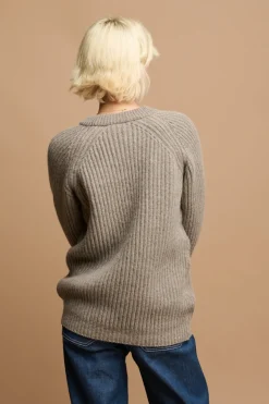 Lambswool Fisherman Ribbed Jumper - Truffle