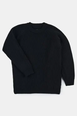 Lambswool Fisherman Ribbed Jumper - Black