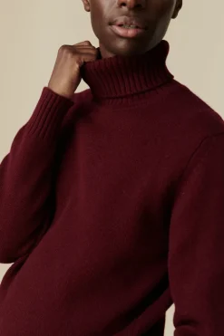 Lambswool Roll Neck Jumper - Burgundy