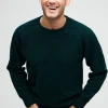 Lambswool Saddle Shoulder Crew Neck - Bottle Green