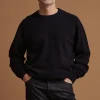 Lambswool Saddle Shoulder Crew Neck - Navy