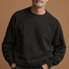 Lambswool Saddle Shoulder Crew Neck - Charcoal