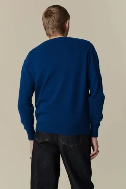 Lambswool Saddle Shoulder Crew Neck - Bright Blue