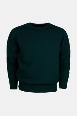 Lambswool Saddle Shoulder Crew Neck - Bottle Green