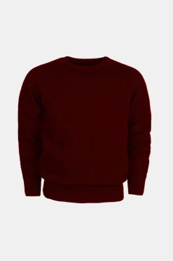 Lambswool Saddle Shoulder Crew Neck - Burgundy