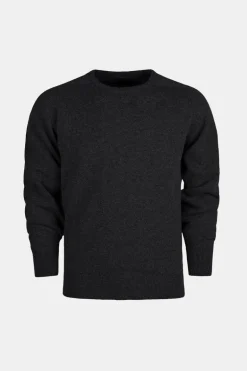 Lambswool Saddle Shoulder Crew Neck - Charcoal