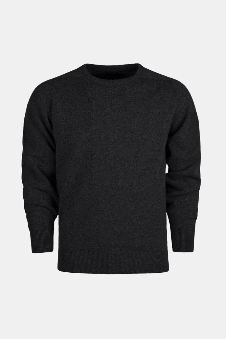 Lambswool Saddle Shoulder Crew Neck - Charcoal