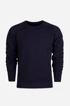 Lambswool Saddle Shoulder Crew Neck - Navy