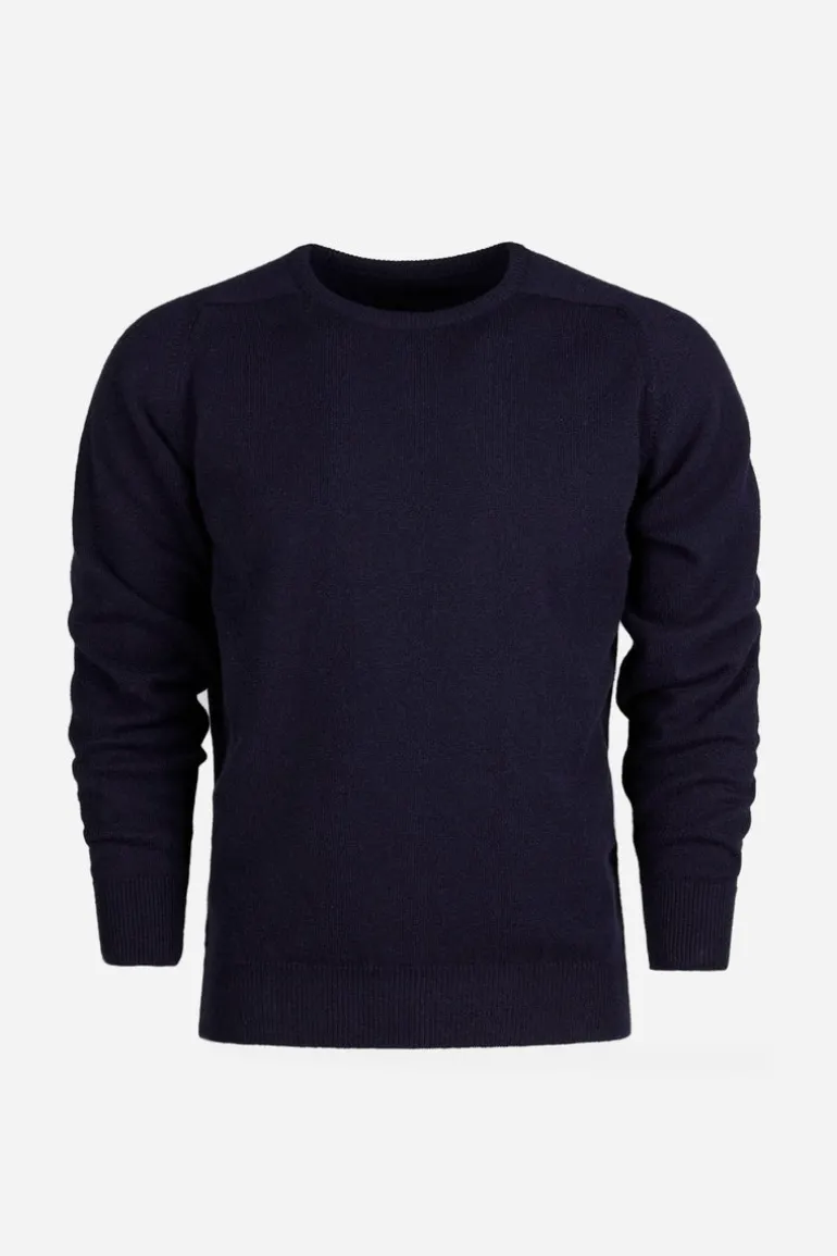 Lambswool Saddle Shoulder Crew Neck - Navy