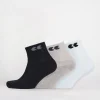 Logo Sports Cotton Sock Ankle 3 Pack - Black/Grey/White