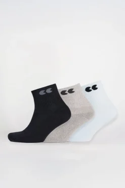 Logo Sports Cotton Sock Ankle 3 Pack - Black/Grey/White