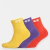 Mixed Colour Sports Ankle Socks 3 Pack - Canary/Purple/Flame