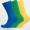 Mixed Colour Sports Calf Socks 3 Pack - Cobalt/Apple/Canary