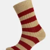 Premium Cotton Sock Stripe - Beige/Red