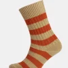 Premium Cotton Sock Stripe - Beige/Orange