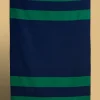 Pure Wool Striped Blanket - Bottle/Navy