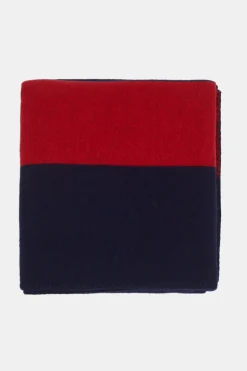 Pure Wool Striped Blanket - Navy/Red