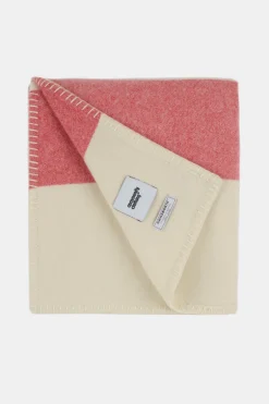 Pure Wool Striped Blanket - Ecru/Red/Navy