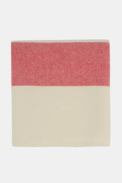 Pure Wool Striped Blanket - Ecru/Red/Navy