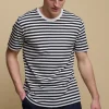 Short Sleeve Stripe T Shirt - Navy/White