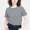 Short Sleeve Stripe T Shirt - White/Navy