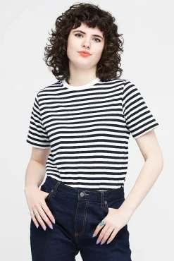 Short Sleeve Stripe T Shirt - White/Navy