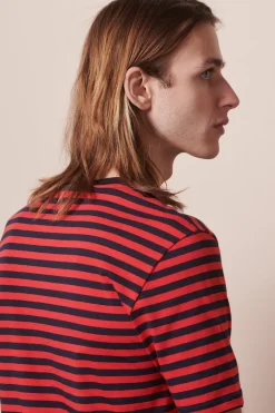 Short Sleeve Stripe T Shirt Navy/Red