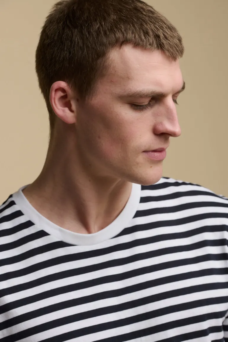 Short Sleeve Stripe T Shirt - Navy/White