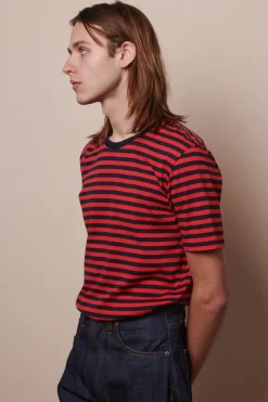 Short Sleeve Stripe T Shirt Navy/Red
